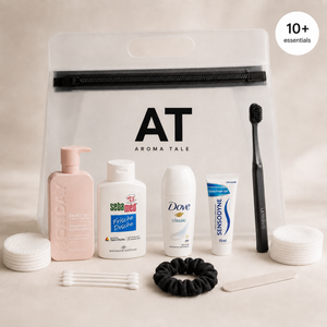 Weekend Essentials Basic Kit ceļojumu higiēnas komplekts caurspīdīgā somiņā – Aromatale