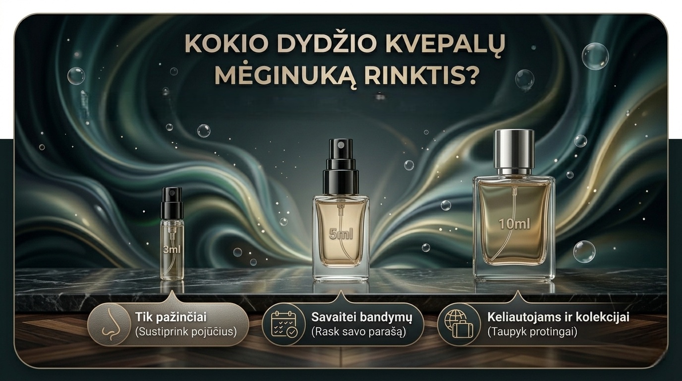 Kokio dydžio kvepalų mėginuką rinktis?