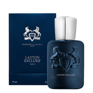 Parfums de Marly Layton Exclusif kvepalų buteliukas ir pakuotė