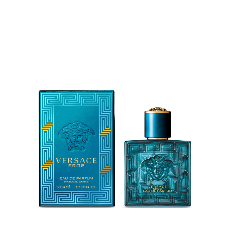 Versace Eros EDP kvepalų buteliukas ir įpakavimas.