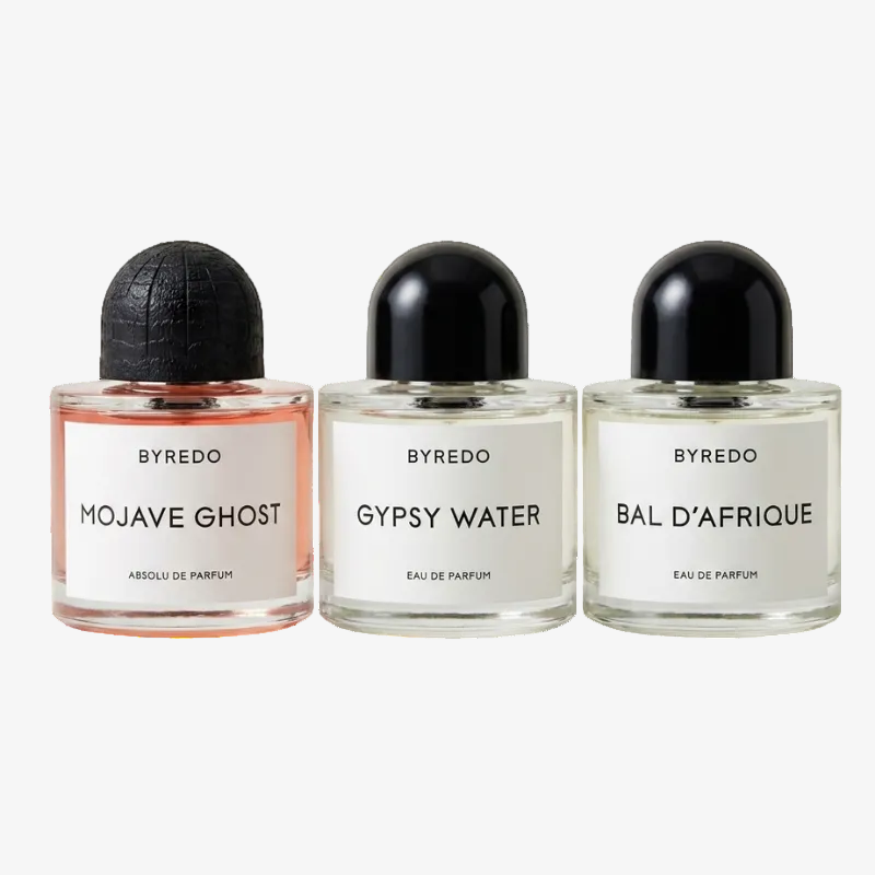 Byredo Discovery Set 3 × 3 ml – Mojave Ghost, Bal d'Afrique, Gypsy Water parfüümiproovikute komplekt