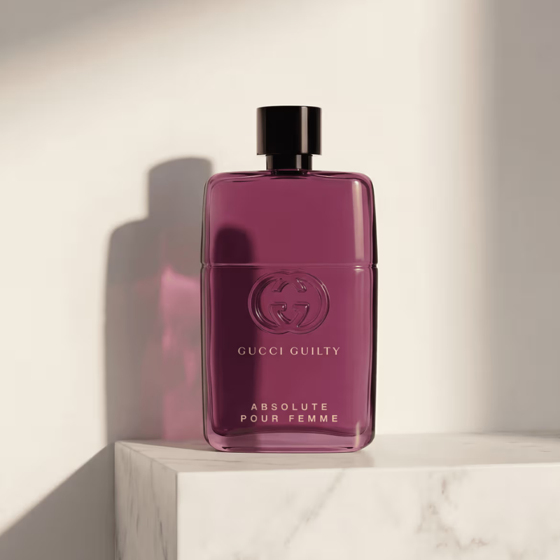 Gucci Guilty Absolute Pour Femme EDP smaržu paraugs – pačūlijas, ādas un ziedu nošu aromāts sievietēm, Aroma Tale