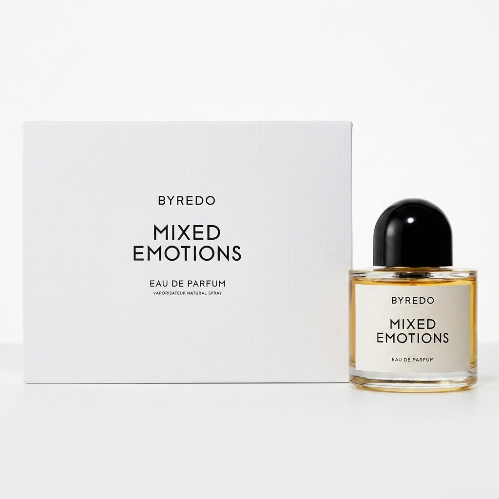 Byredo Mixed Emotions EDP smaržu pudele un iepakojums – Aromatale