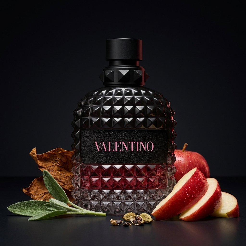 Valentino Born In Roma Uomo Intense EDP parfüümipudel õunte ja lehtedega