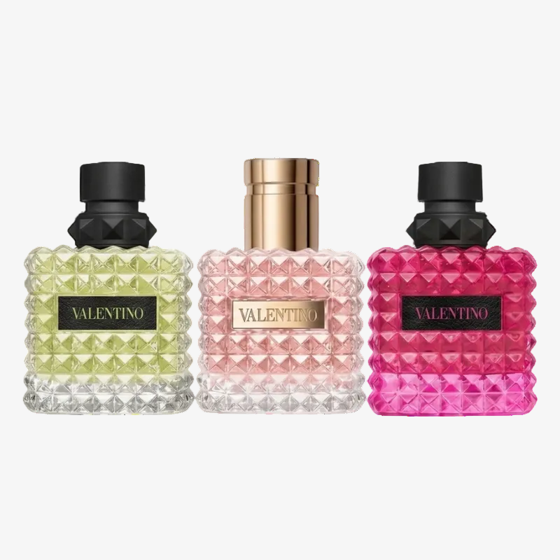 Valentino Donna Discovery Set 3 × 3 ml – Donna, Born In Roma Extradose, Green Stravaganza parfüümiproovikute komplekt